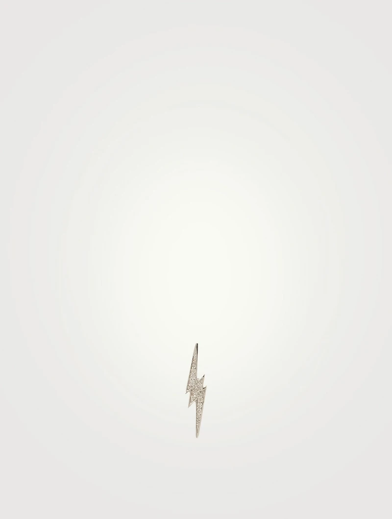 14K Gold Lightning Bolt Stud Earring With Diamonds