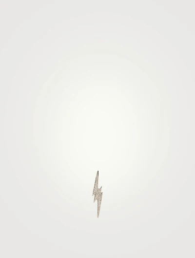 14K Gold Lightning Bolt Stud Earring With Diamonds