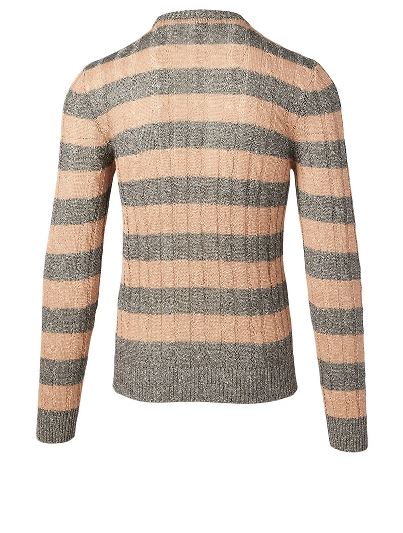 Linen And Cotton Sweater Striped Print