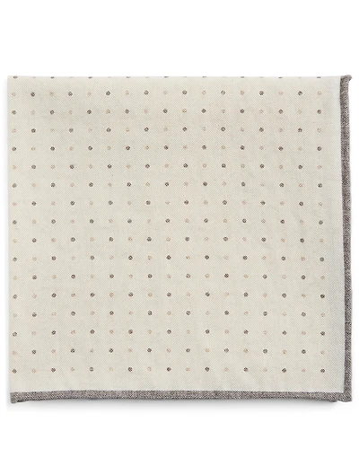 Wool And Cotton Pocket Square In Dot Print