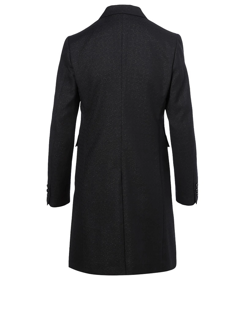 Wool-Blend Lame Jacquard Long Blazer
