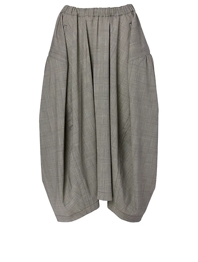 Wool-Blend Skirt Check Print