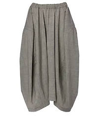 Wool-Blend Skirt Check Print