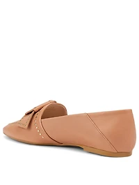 Leather Ballet Flats With Studded Bow