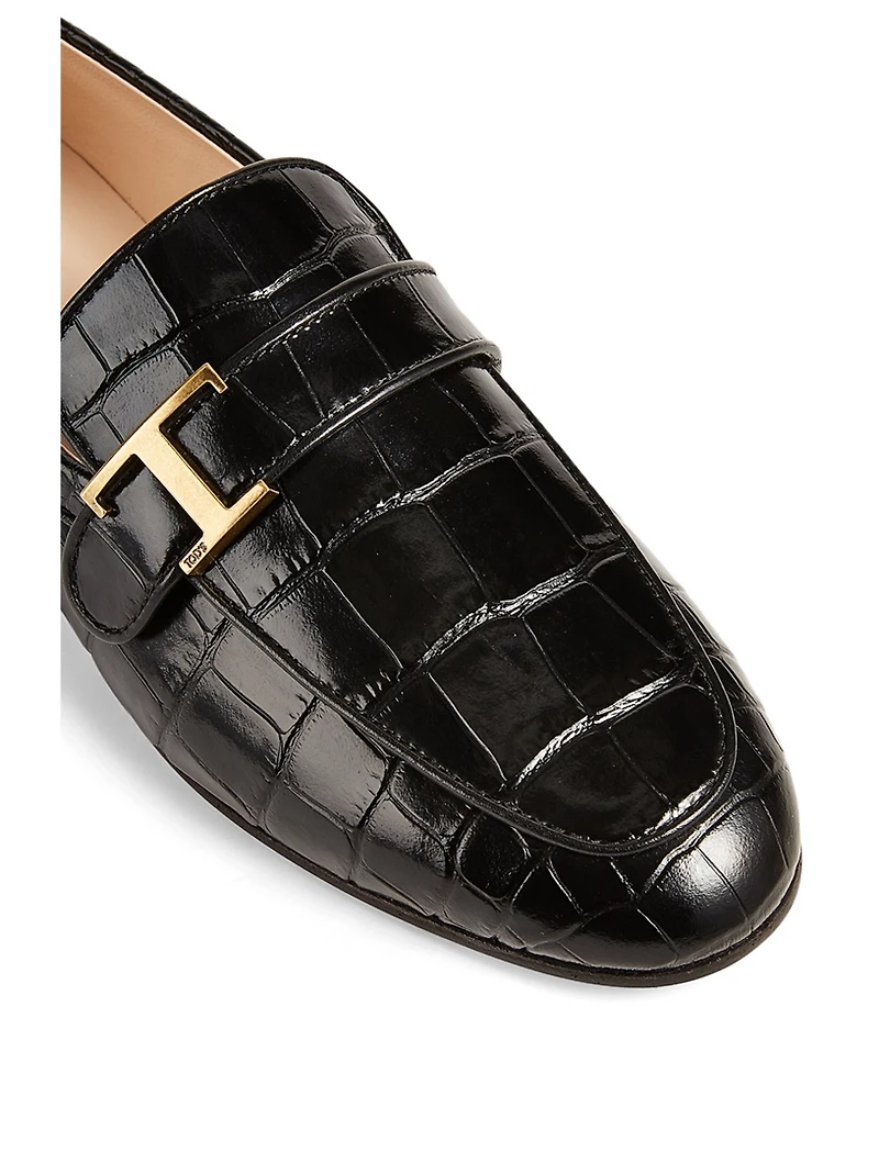 Croc-Embossed Leather Loafers