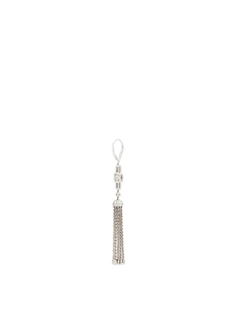 Deco 18K White Gold Tassel Earrings With Diamonds