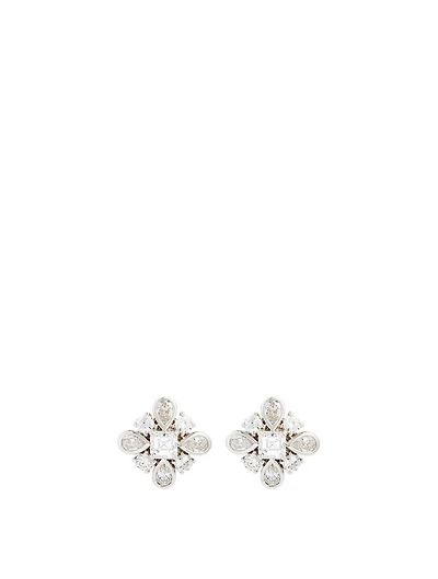 Flowering 18K White Gold Earrings With Diamonds