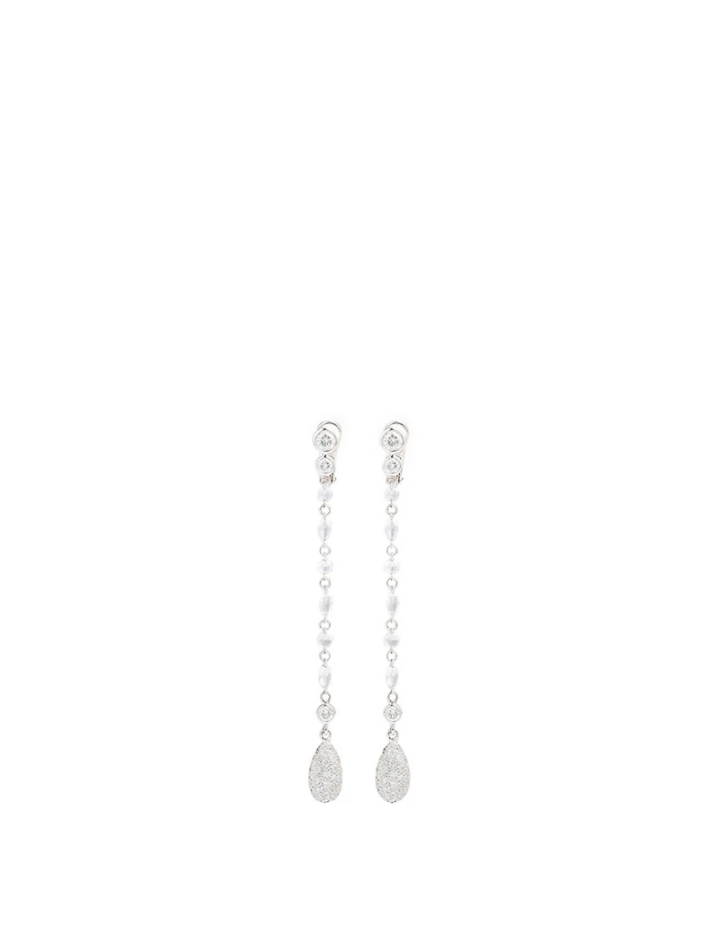 Essentials 18K White Gold Briolette Drop Earrings With Diamonds