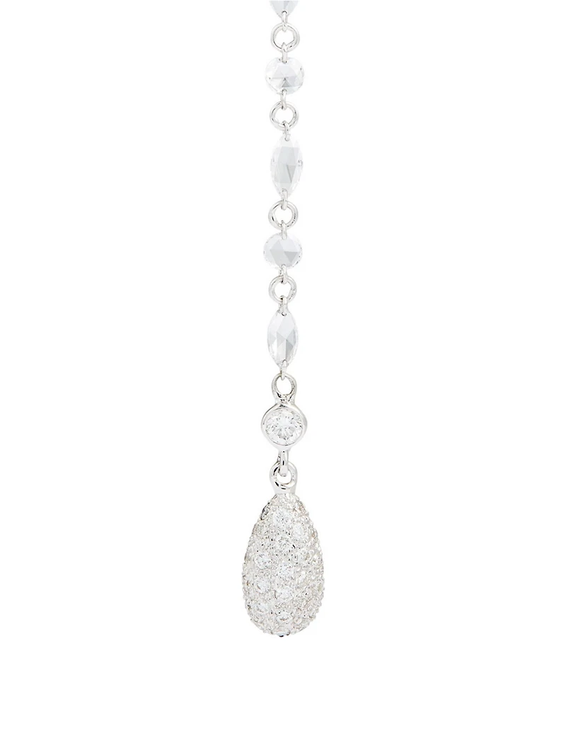 Essentials 18K White Gold Briolette Drop Earrings With Diamonds