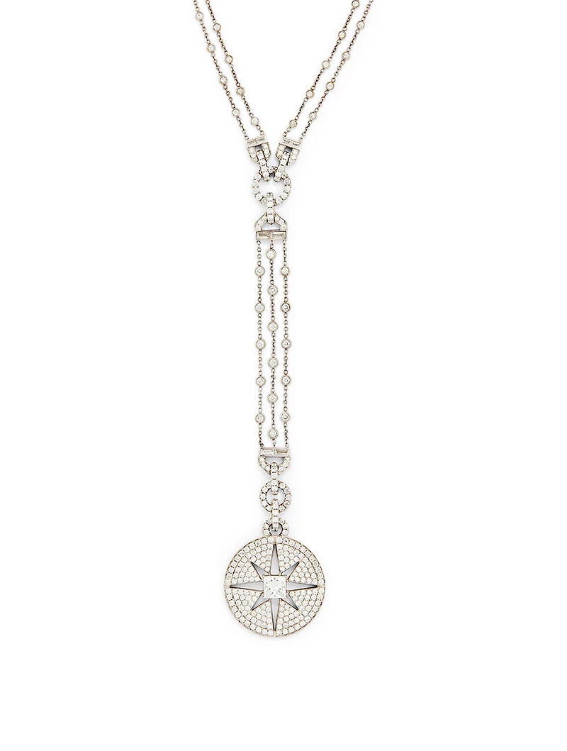 Pastiche 18K White Gold Starburst Medallion Necklace With Diamonds