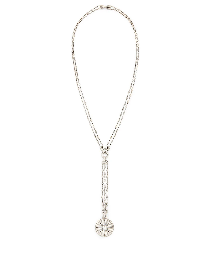 Pastiche 18K White Gold Starburst Medallion Necklace With Diamonds
