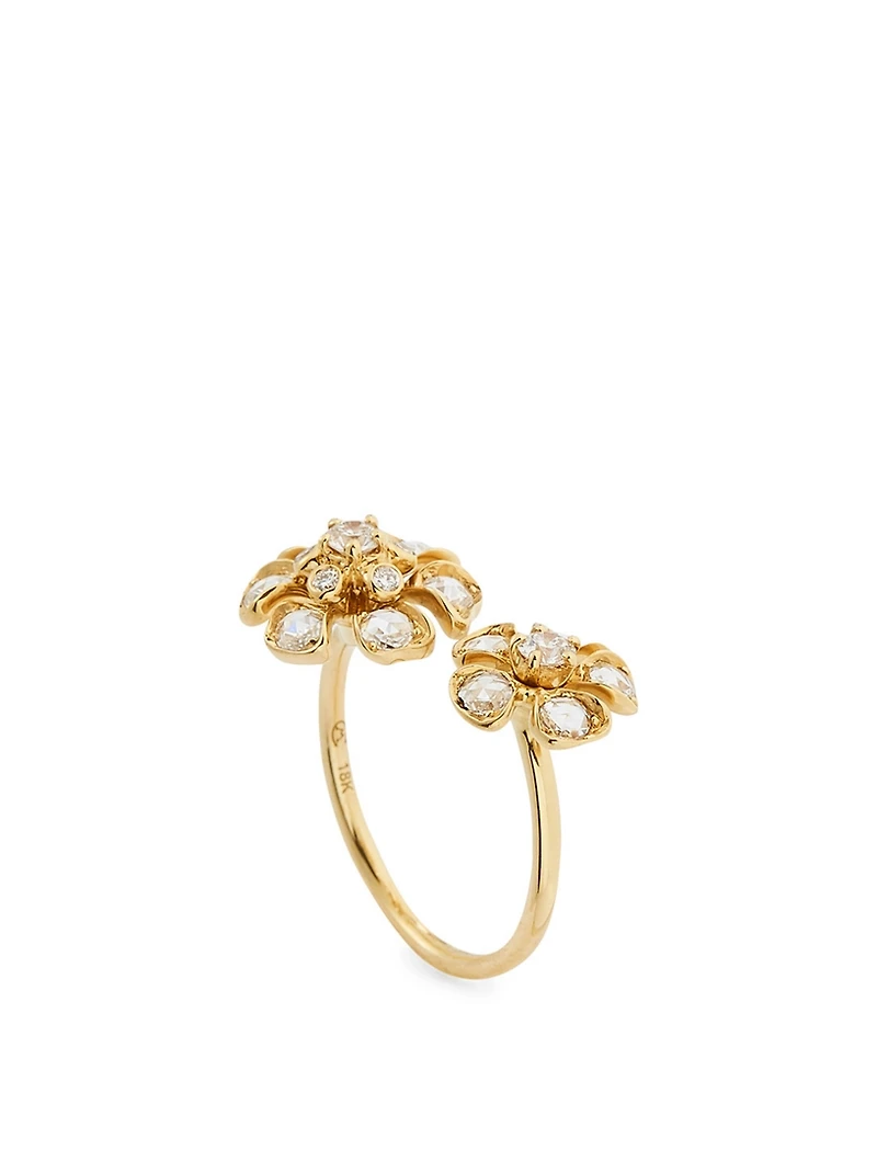 Mini Aster 18K Gold Ring With Diamonds