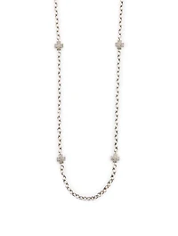 Silver Cross Chain Necklace With Diamonds