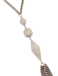 Silver Tassel Chain Necklace With Diamonds