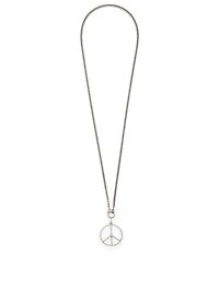 Silver Peace Sign Necklace With Diamonds