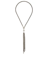 Silver Heart And Chain Fringe Necklace