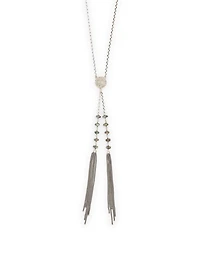Silver Chain Necklace With Diamonds And Labradorite