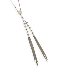 Silver Chain Necklace With Diamonds And Labradorite