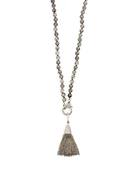 Silver Tassel Chain Necklace With Diamonds