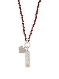 Silver Garnet Necklace With Diamonds