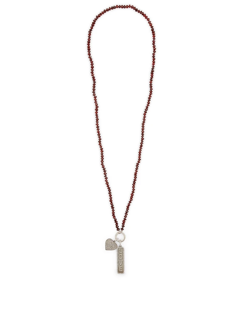Silver Garnet Necklace With Diamonds