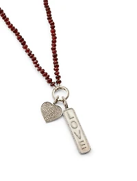 Silver Garnet Necklace With Diamonds