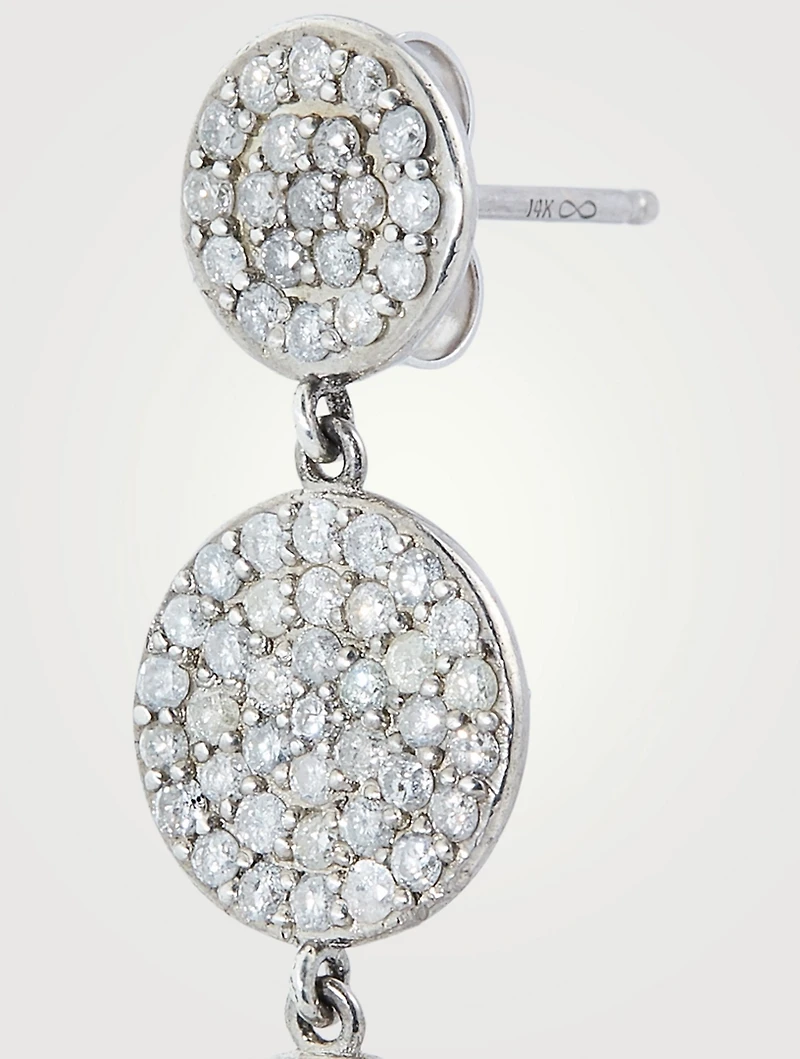 Silver Triple Disc Earrings With Diamonds
