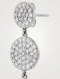 Silver Triple Disc Earrings With Diamonds