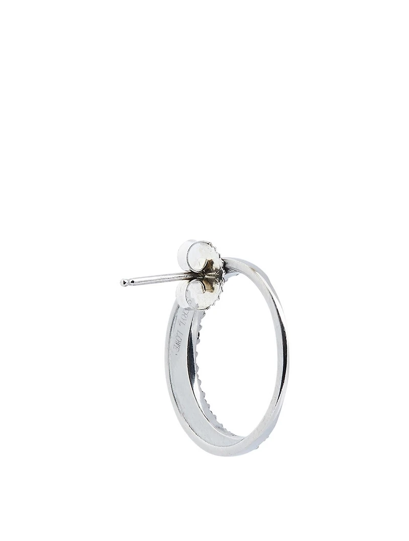 Silver Crescent Moon Stud Earrings With Diamonds