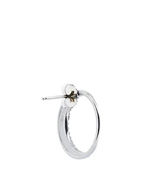 Silver Crescent Moon Stud Earrings With Diamonds