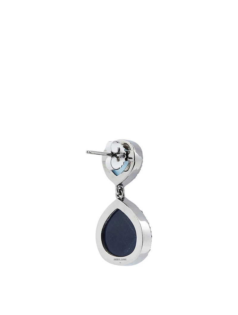Silver Aquamarine And Sapphire Earrings With Diamonds