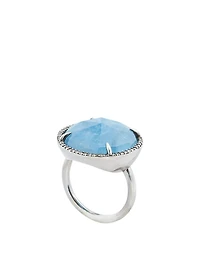 Silver Aquamarine Ring With Diamonds