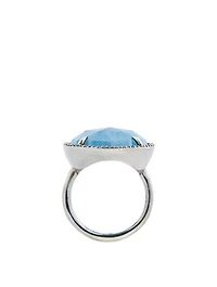 Silver Aquamarine Ring With Diamonds
