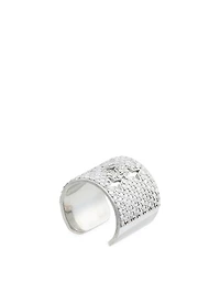 Silver Star Cuff Ring With Diamonds