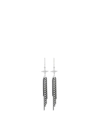 Silver Northstar Chain Earrings With Diamonds