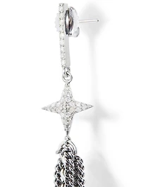 Silver Northstar Chain Earrings With Diamonds