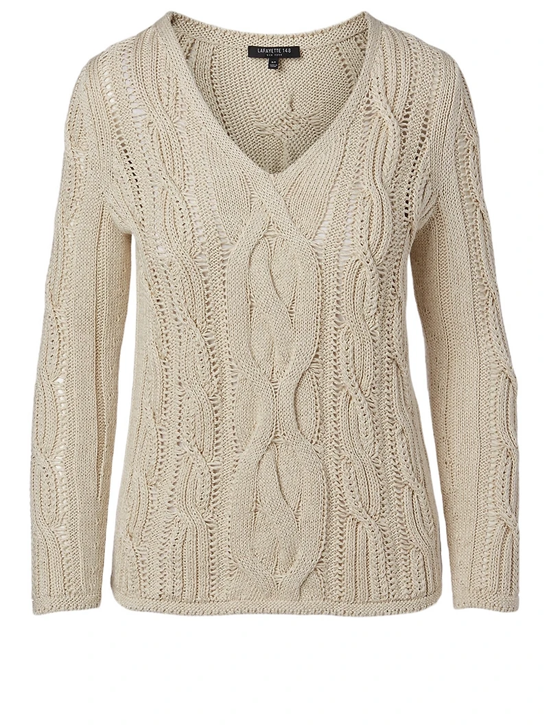 Cotton And Silk Cable Knit Sweater