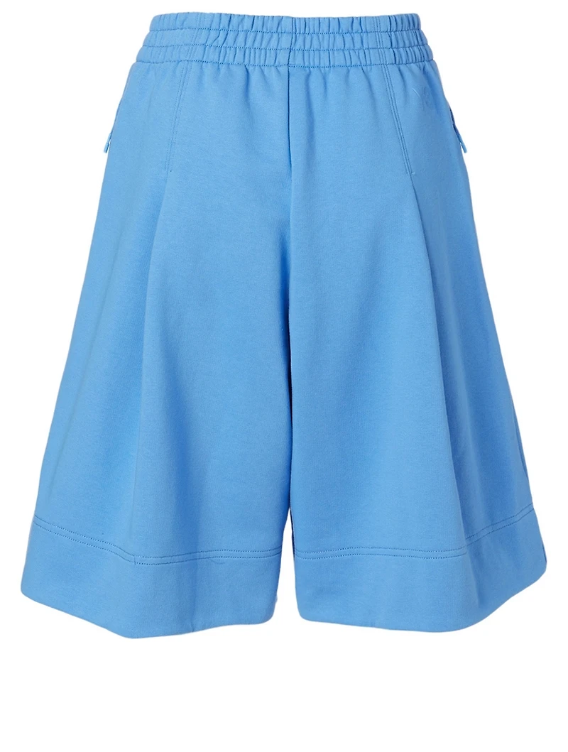 French Terry Cotton Wide-Leg Shorts