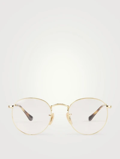 Round Metal Optical Glasses With Blue Light Lenses
