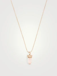 14K Rose Gold Crystal Pendant Necklace With Diamonds