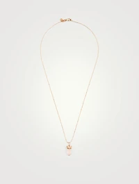 14K Rose Gold Crystal Pendant Necklace With Diamonds