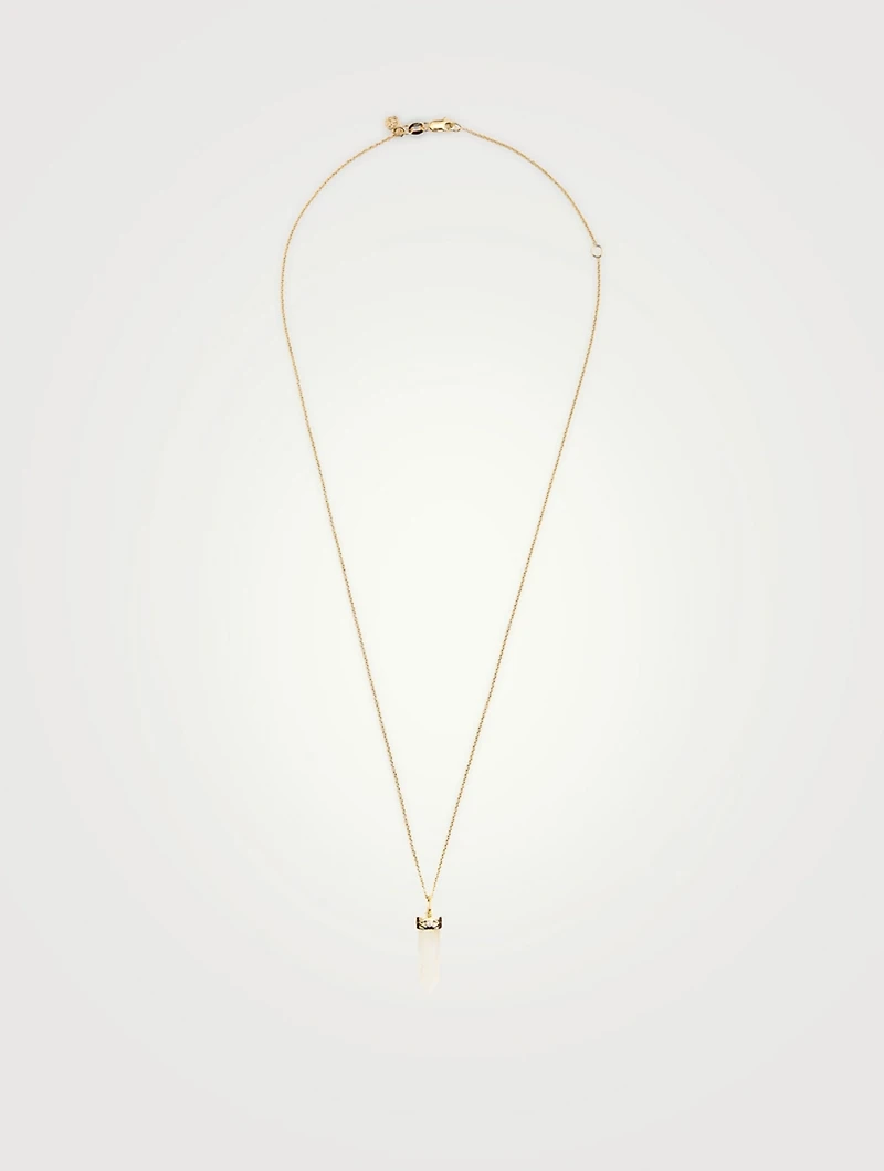 14K Rose Gold Crystal Pendant Necklace With Diamond