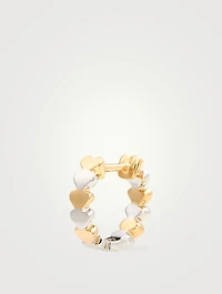 Two-Tone 14K Gold Heart Huggie Hoop Earrings With Diamonds
