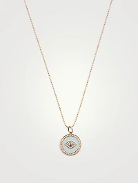 14K Rose Gold Evil Eye Medallion Necklace With Amethyst And Diamonds