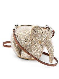 Mini Suede Elephant Bag With Crystals