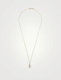 14K Gold Fleur De Lis Pendant Necklace With Diamonds