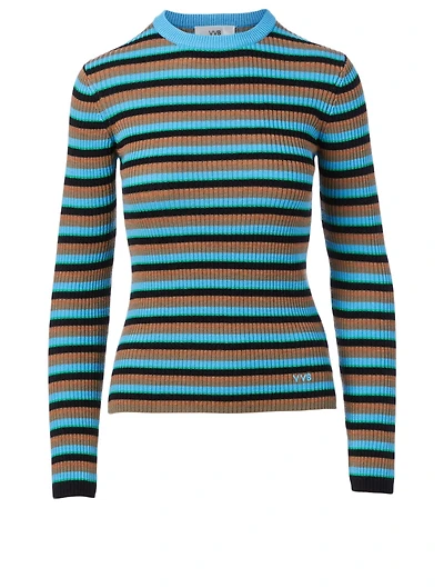 Wool Crewneck Top Striped Print