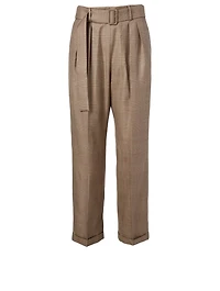 Wool And Silk High-Waisted Pants Check Print