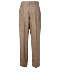 Wool And Silk High-Waisted Pants Check Print