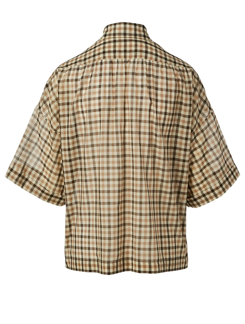 Wool And Silk Short-Sleeve Shirt Check Print